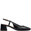 CLARKS WOMENS LOW HEEL SLING BACK SANDAL - BLACK LEATHER